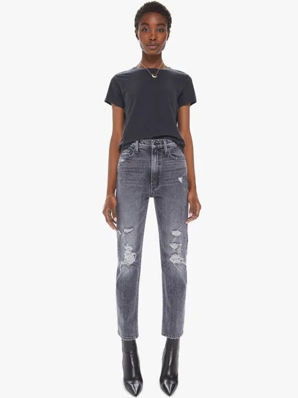 MOTHER Denim High waisted Rider Ankle denim distressed black - Size 31